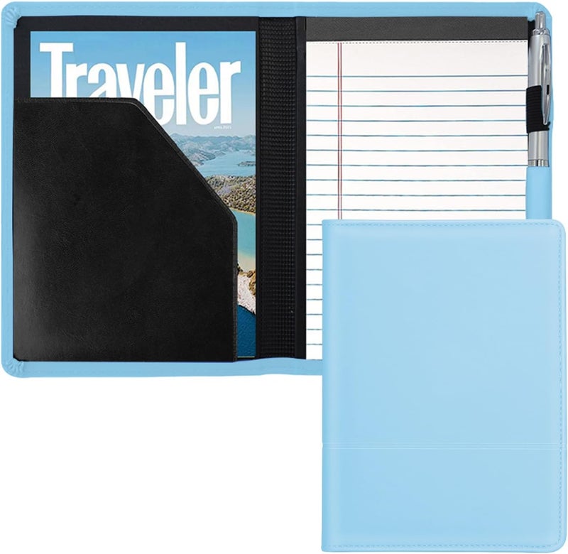 Gorbado Padfolio/Portfolio Binder, Mini Padfolio Portfolio Binder 5 x 8 Legal Writing Pad, A5 Document Organizer Folder for Men Women, Sky Blue - Image 1